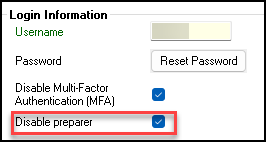 Disable preparer checkbxo on Setup > Preparers.